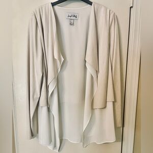 Joseph Ribkoff Italian Cream and White Draped Waterfall Lapels Coverup Jacket